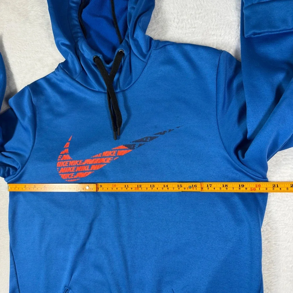 Nike Hoodie Mens Small Vibrant Blue Dri-FIT‎ Graphic Swoosh Pullover Sweatshirt
